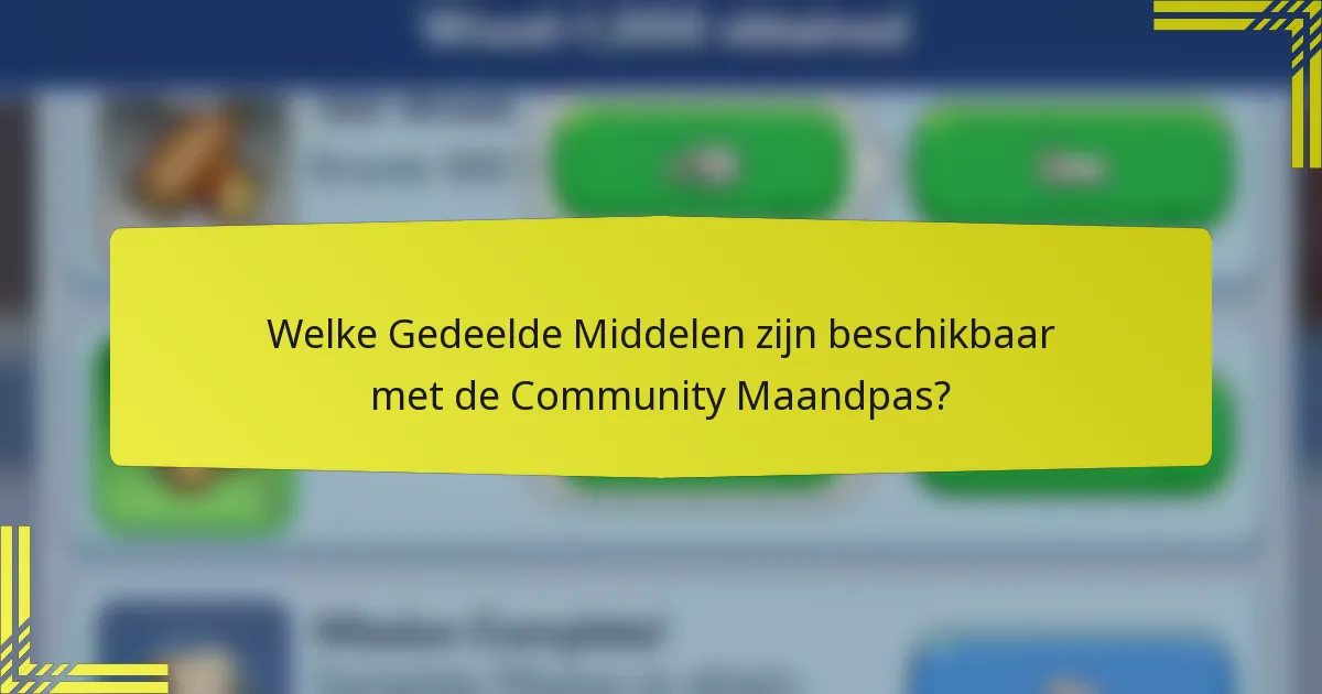 Welke Gedeelde Middelen zijn beschikbaar met de Community Maandpas?